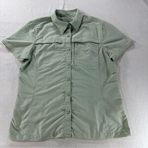 L.L. Bean Green Mesh-Lined Fishing Vented Women’s Button Down Shirt Sz M